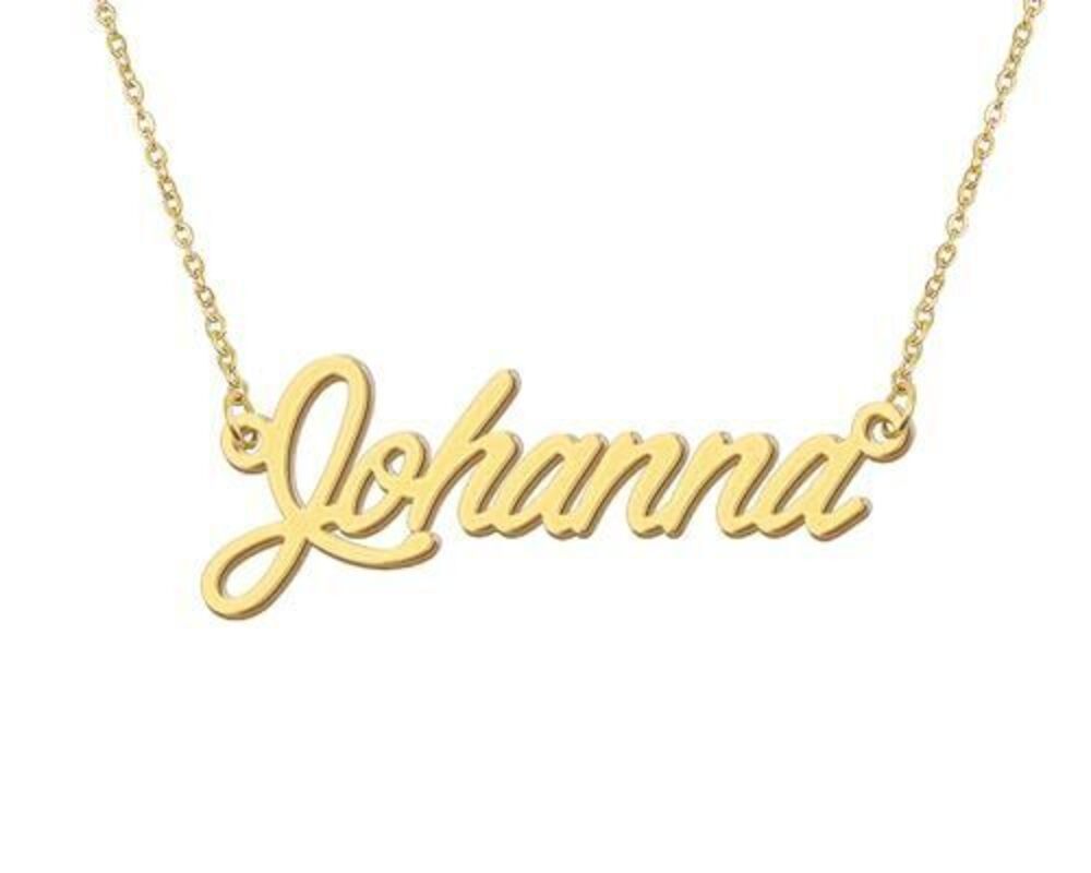 2966 18k Gold Plated Johanna Name Necklace Initial Nameplate Necklaces